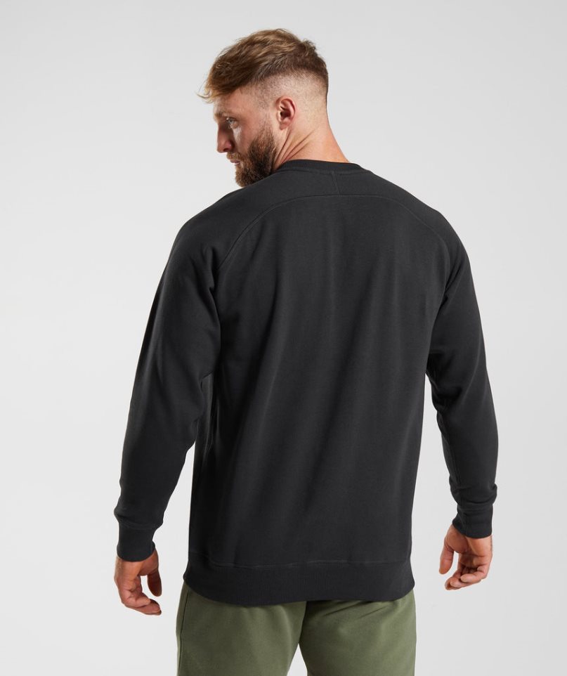 Men's Gymshark Apollo Crew Sweatshirts Black | CA 5D01A6